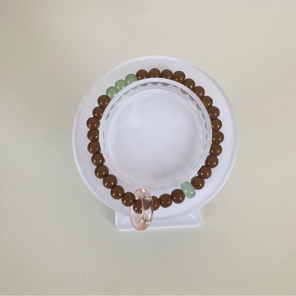 4/$15 Brown Jade Beaded Stretch Bracelet